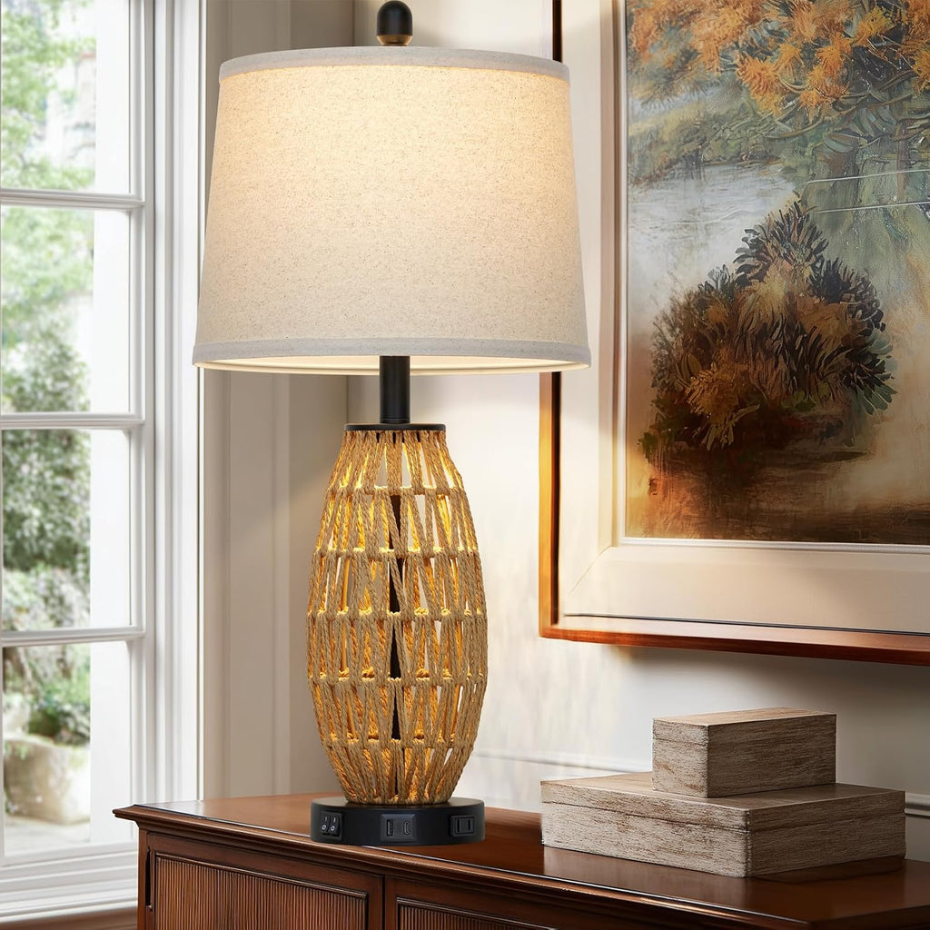 USB Rattan Single Table Lamp