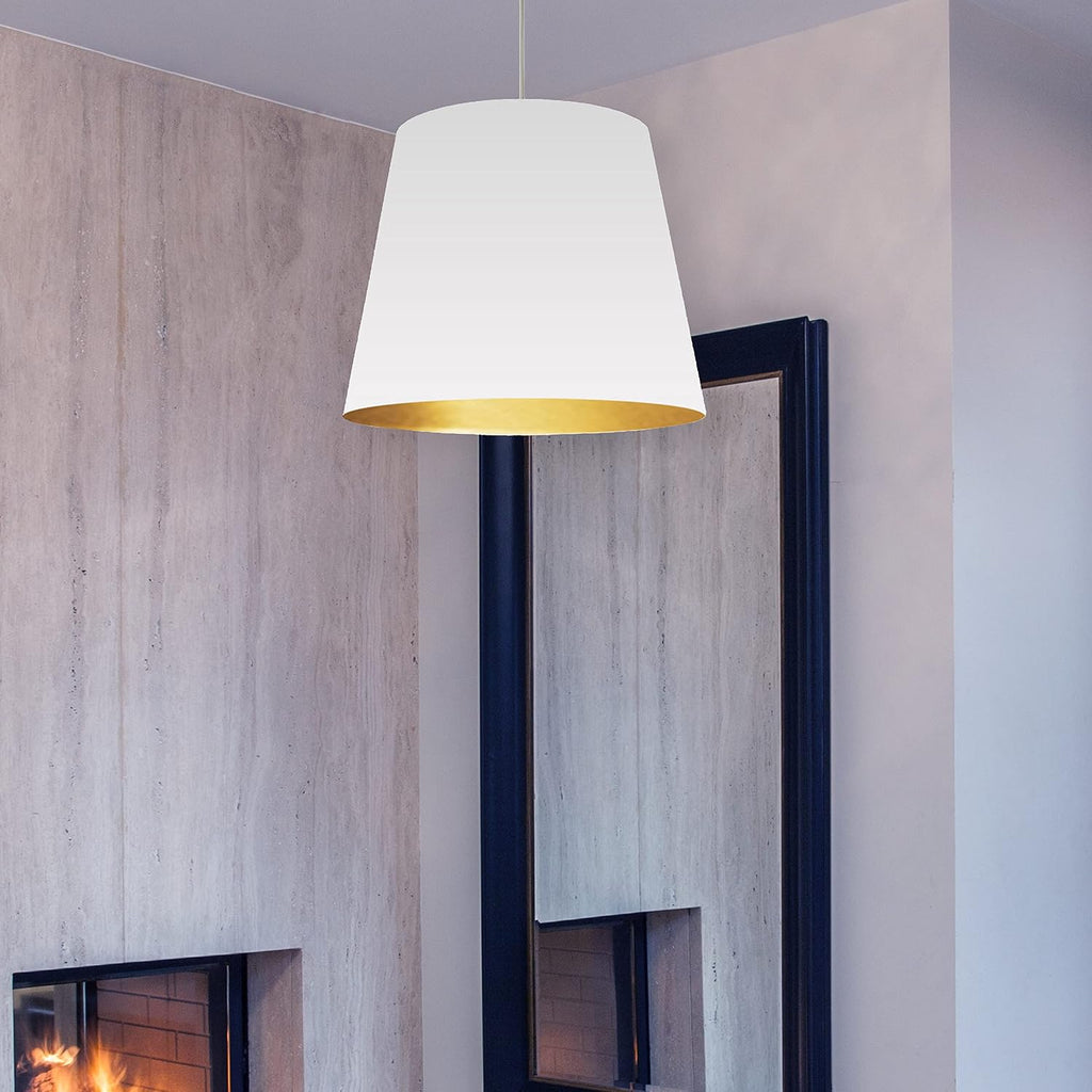 White Gold Drum Pendant Light