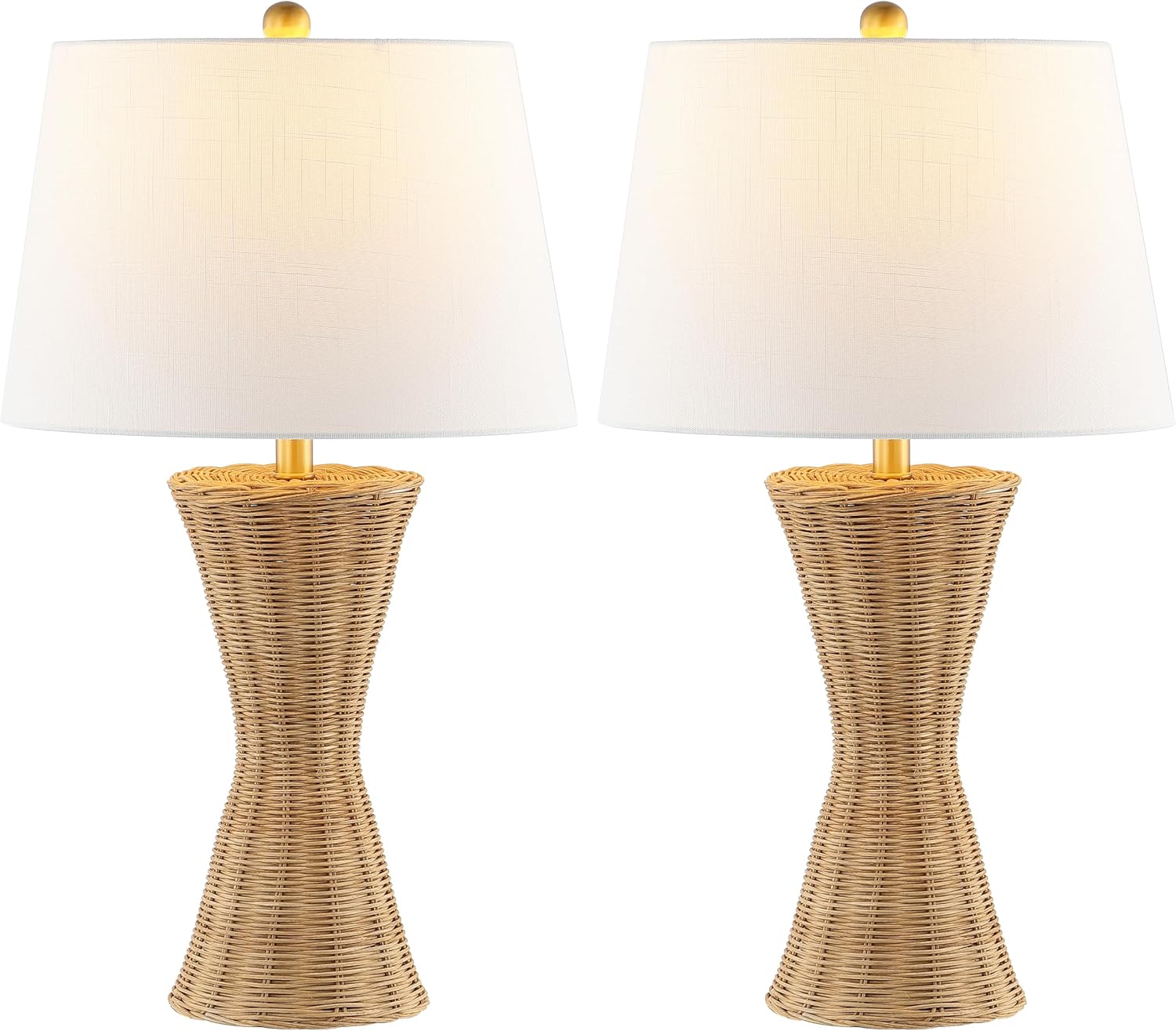 27" Rattan Hourglass Lamp Set