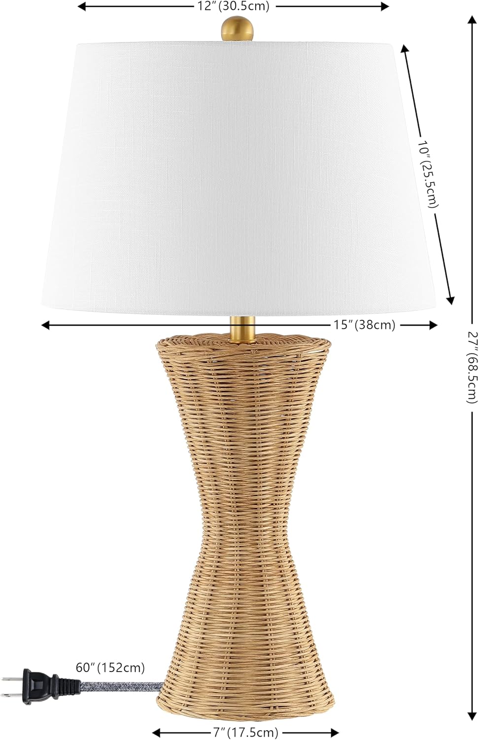 27" Rattan Hourglass Lamp Set