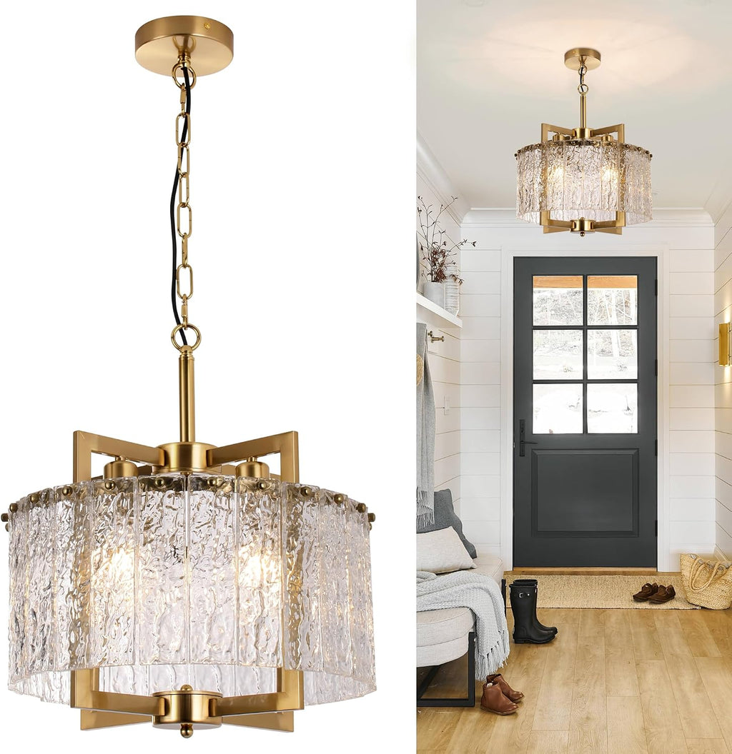 Gold Water Ripple Crystal Pendant Light