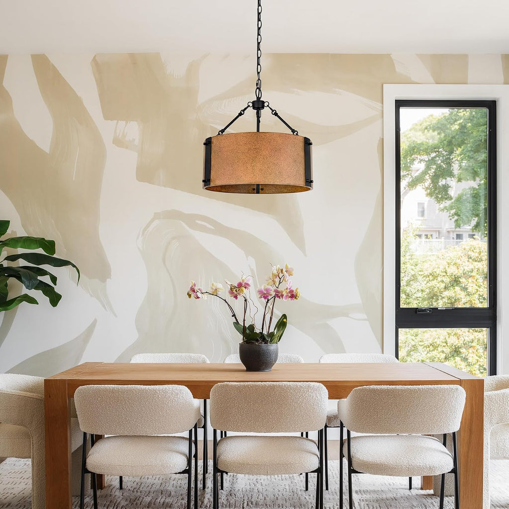3-Light Rustic Bronze Drum Chandelier