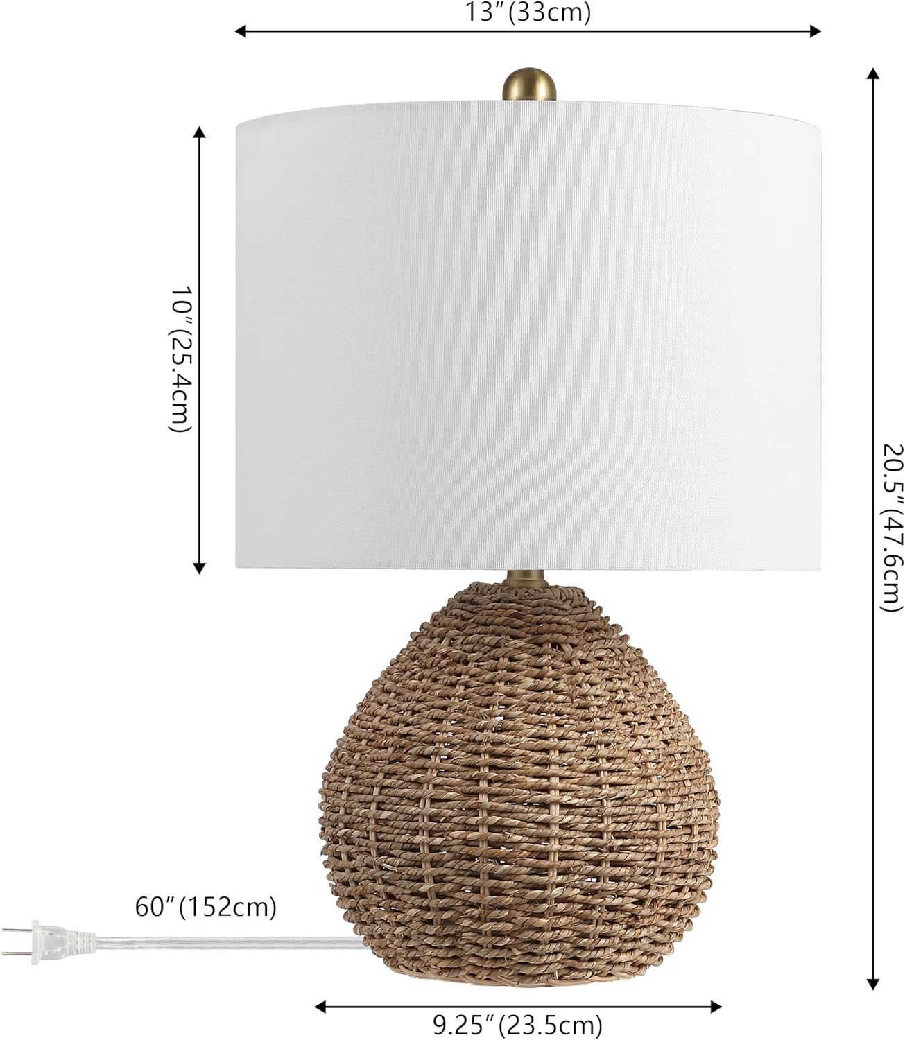 Brown Rattan Iron Table Lamp