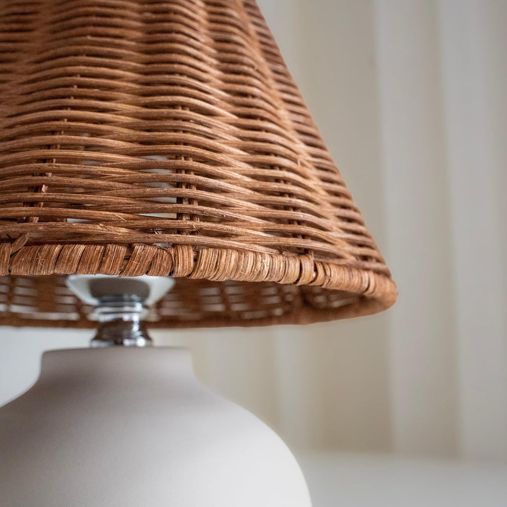 Cream Ceramic Rattan Small Lamp