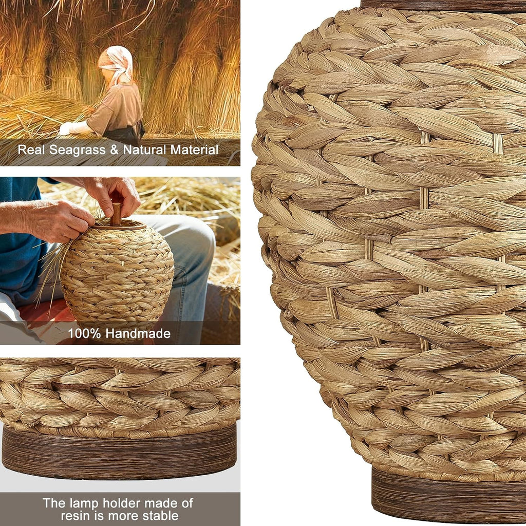 26" Rattan Linen Table Lamp