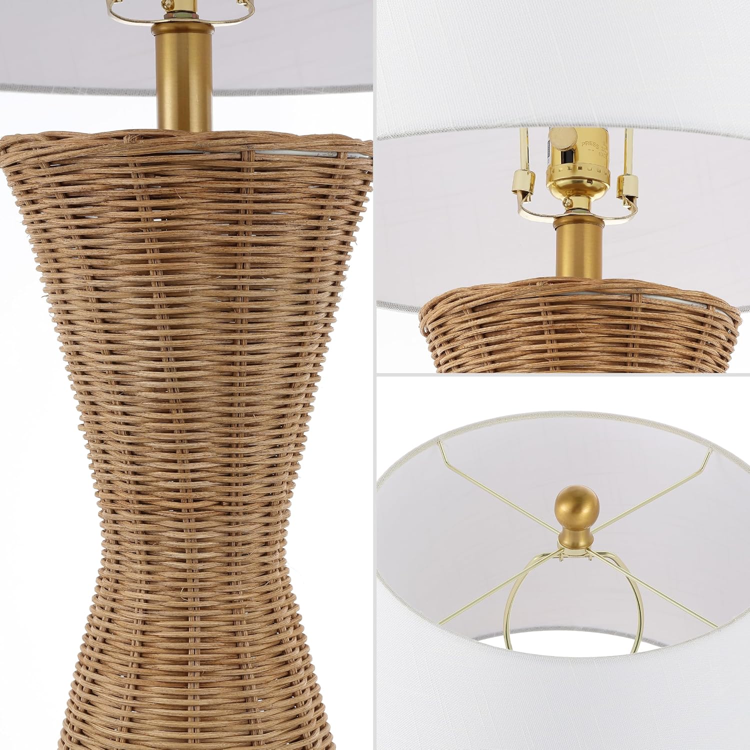 27" Rattan Hourglass Lamp Set